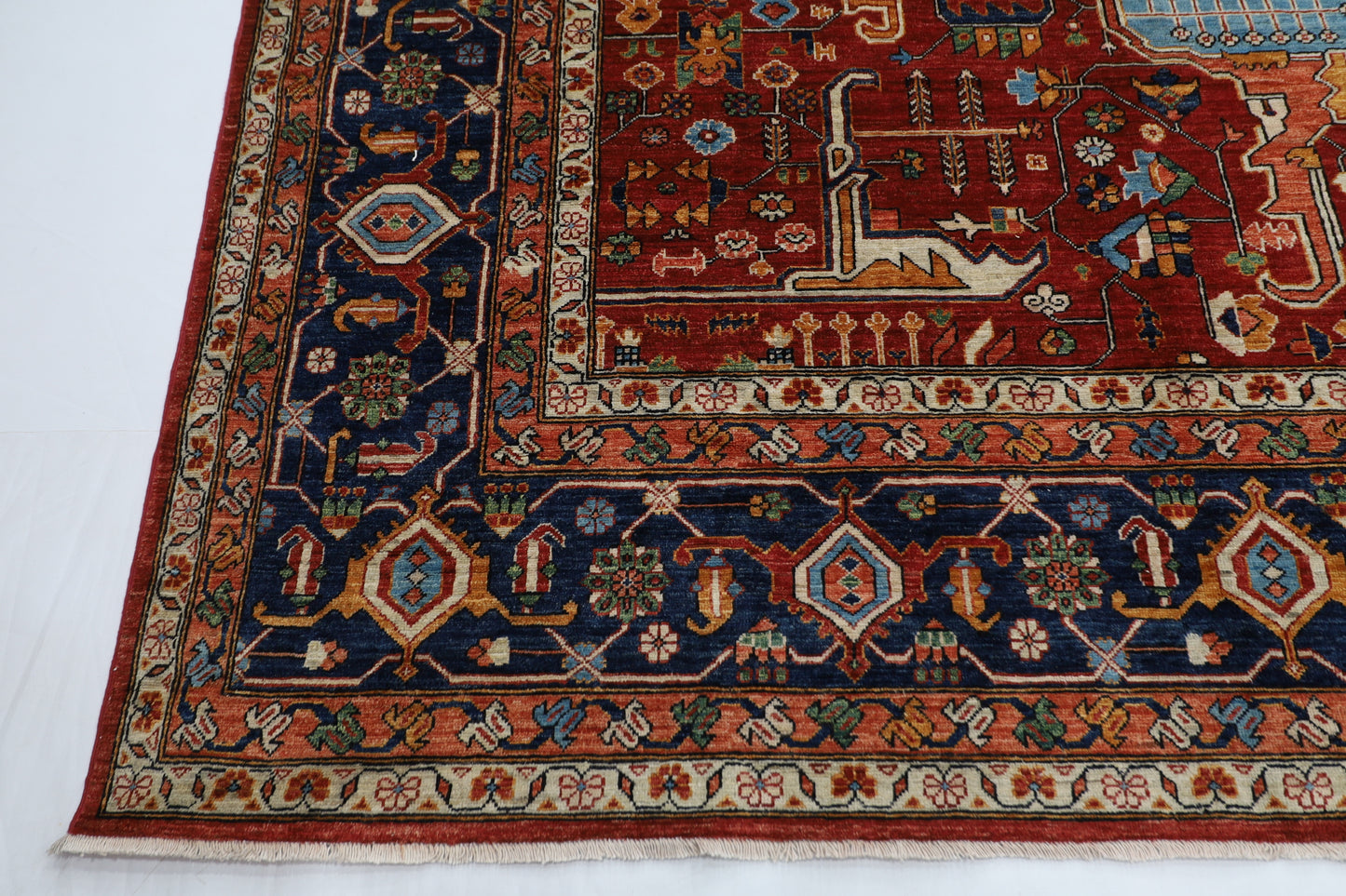 368 x 535 cm | Heriz Large Size Afghan Tribal Hand Knotted Natural Veg Dye Wool Carpet