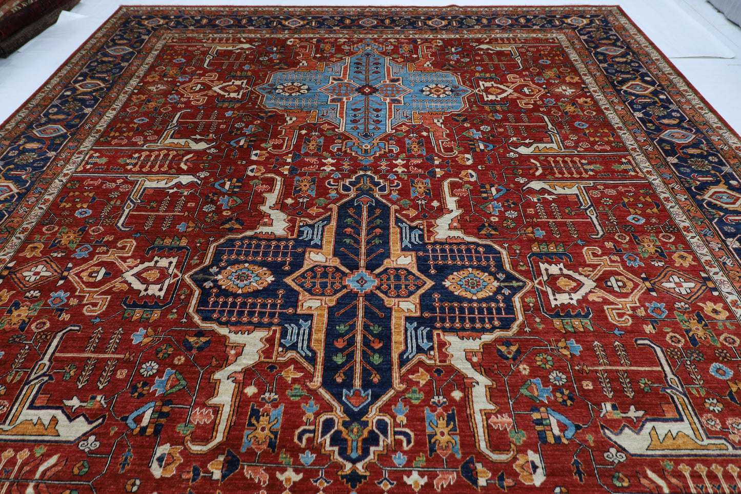 368 x 535 cm | Heriz Large Size Afghan Tribal Hand Knotted Natural Veg Dye Wool Carpet