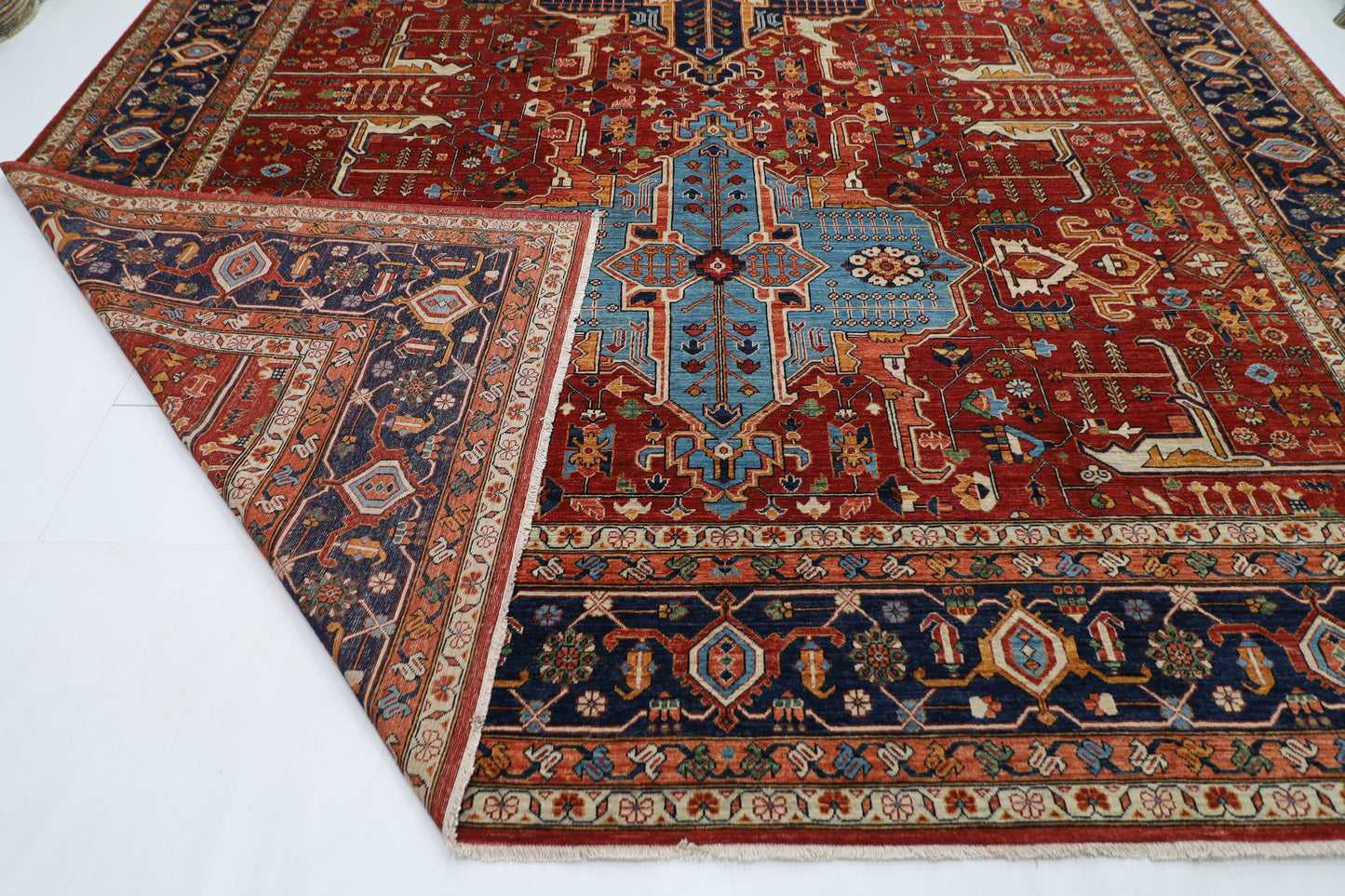 368 x 535 cm | Heriz Large Size Afghan Tribal Hand Knotted Natural Veg Dye Wool Carpet