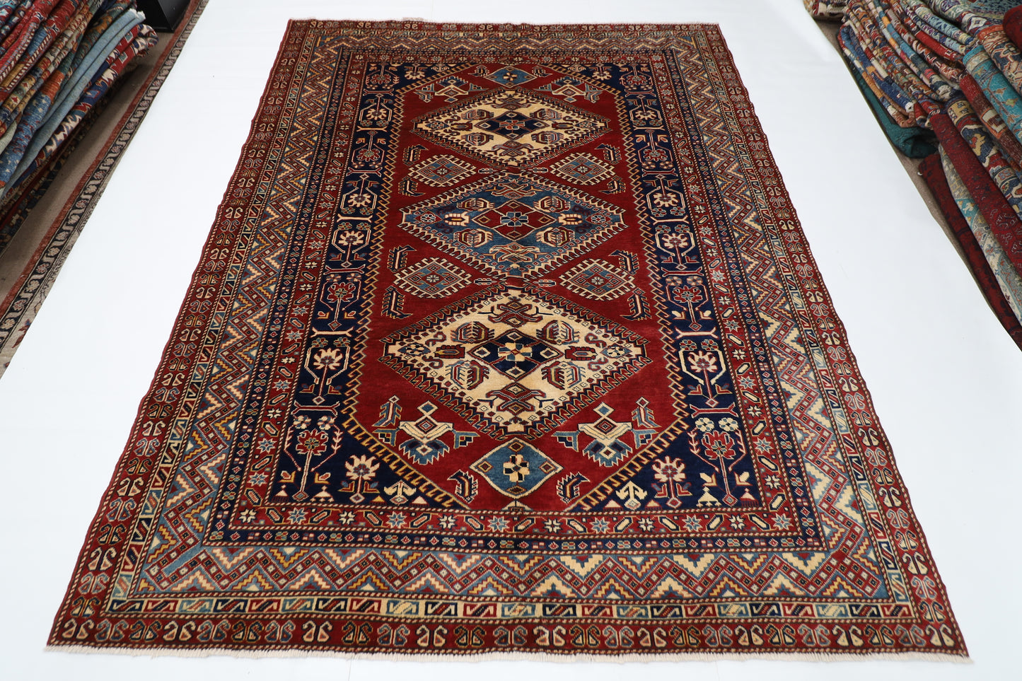 187 x 236 cm | Shirvan Afghan Tribal Hand Knotted Veg Dye Wool Carpet