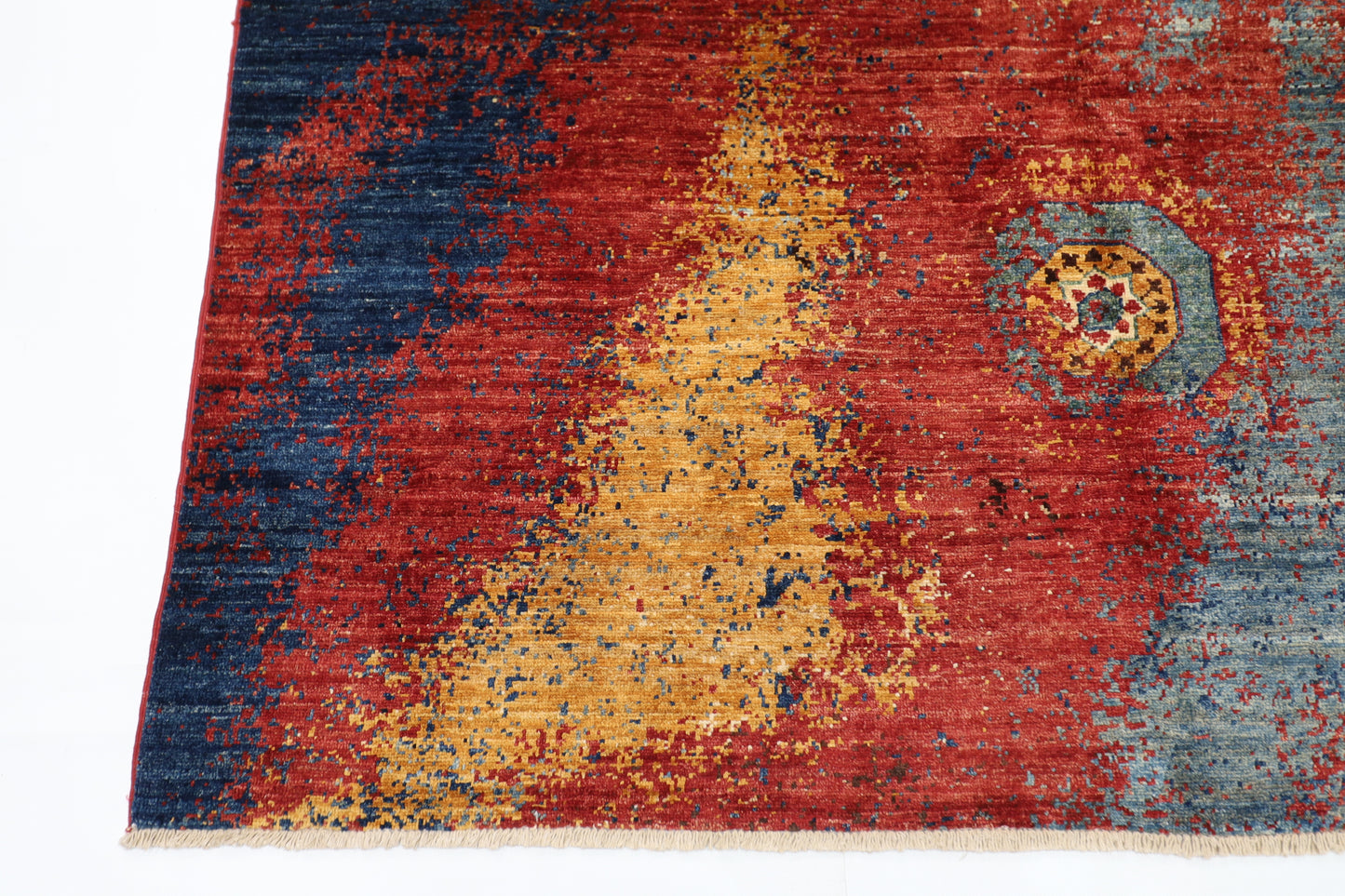 173 x243 cm | Abstract Afghan Tribal Hand Knotted Veg Dye Wool Carpet