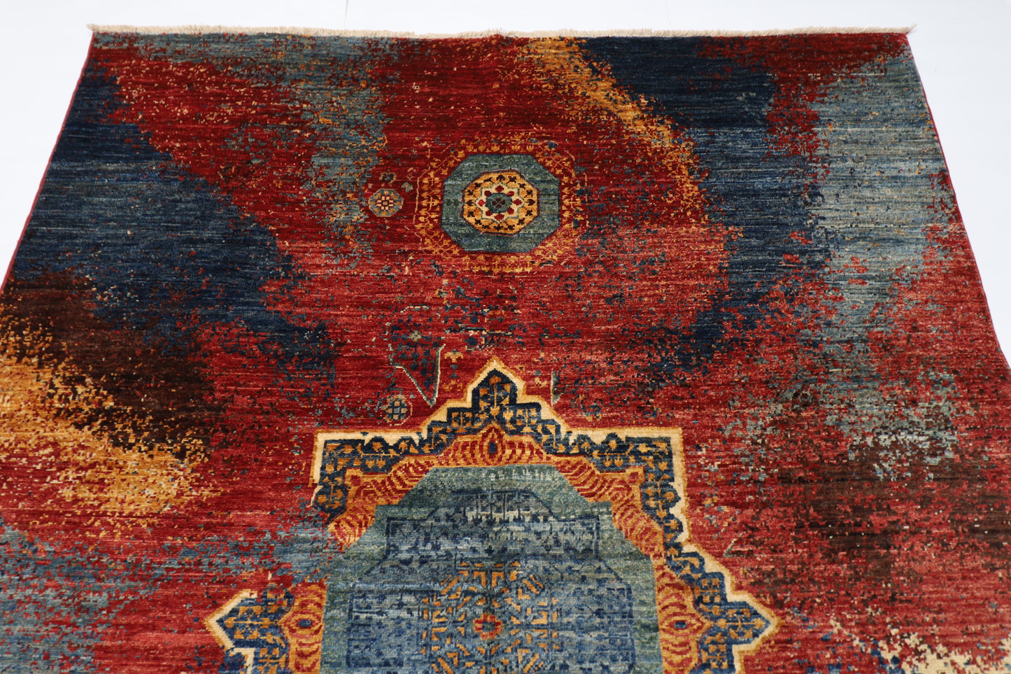 173 x243 cm | Abstract Afghan Tribal Hand Knotted Veg Dye Wool Carpet
