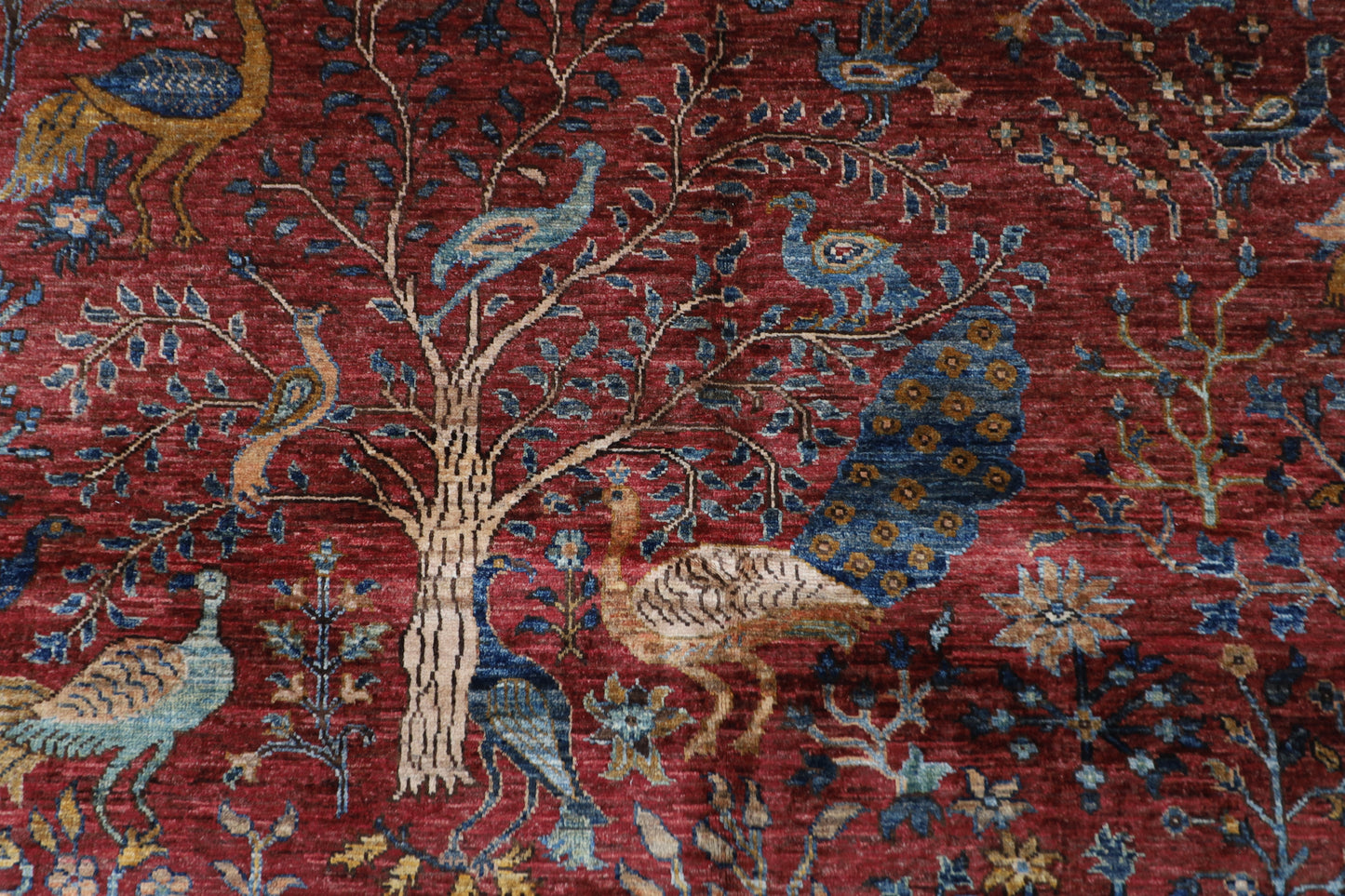 172 x 249 cm | Birds Afghan Tribal Hand Knotted Veg Dye Wool Carpet