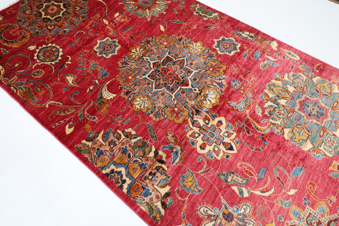 148 x 262 cm | Floral Pink Afghan Tribal Hand Knotted Veg Dye Wool carpet