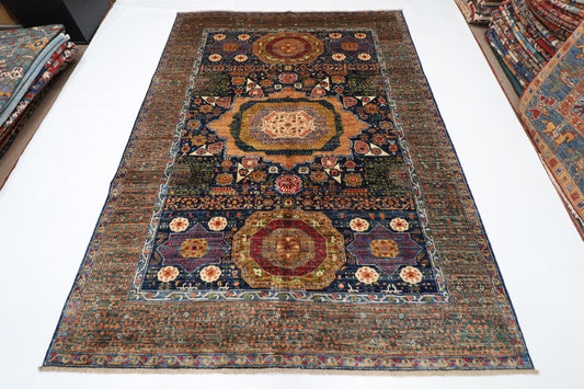 174 x 239 cm | Mamluk Afghan Tribal Hand Knotted Veg Dye Wool Carpet