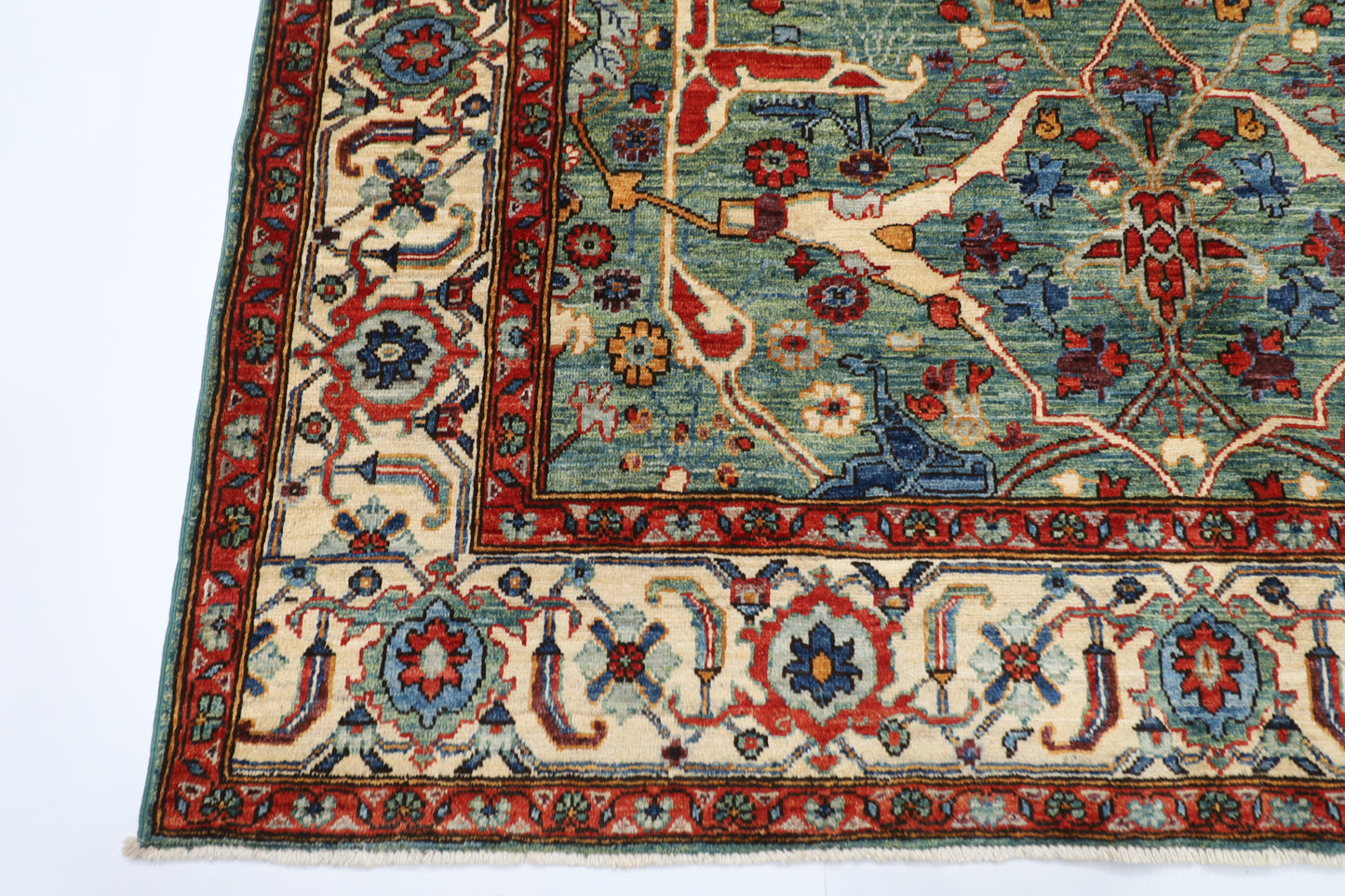 188 x 273 cm | Bidjar Green Afghan Tribal Hand Knotted Veg Dye Wool carpet