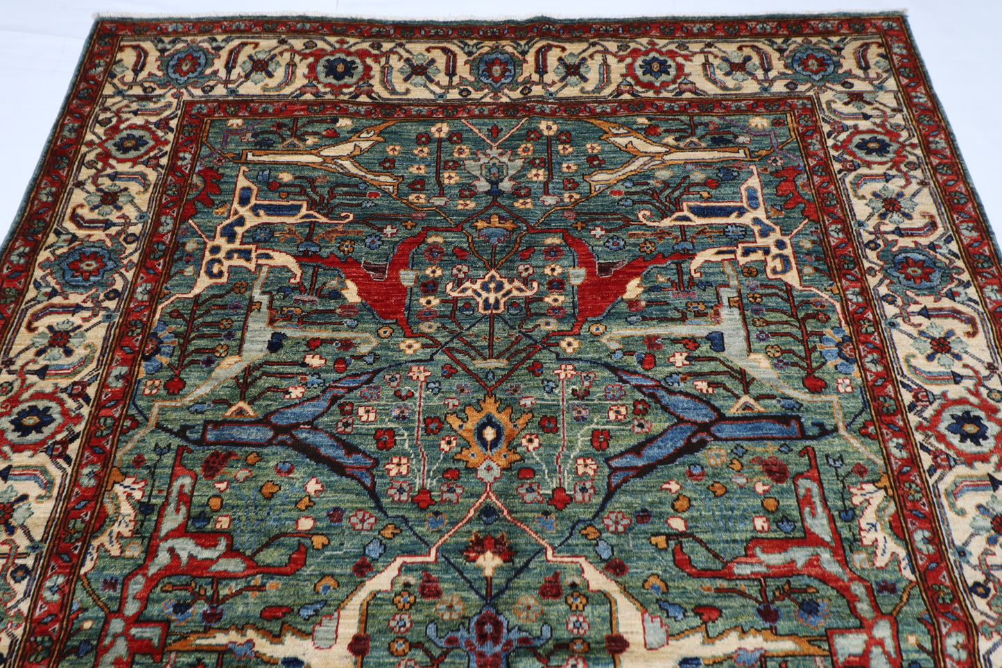 188 x 273 cm | Bidjar Green Afghan Tribal Hand Knotted Veg Dye Wool carpet