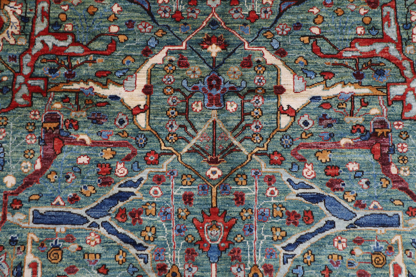 188 x 273 cm | Bidjar Green Afghan Tribal Hand Knotted Veg Dye Wool carpet
