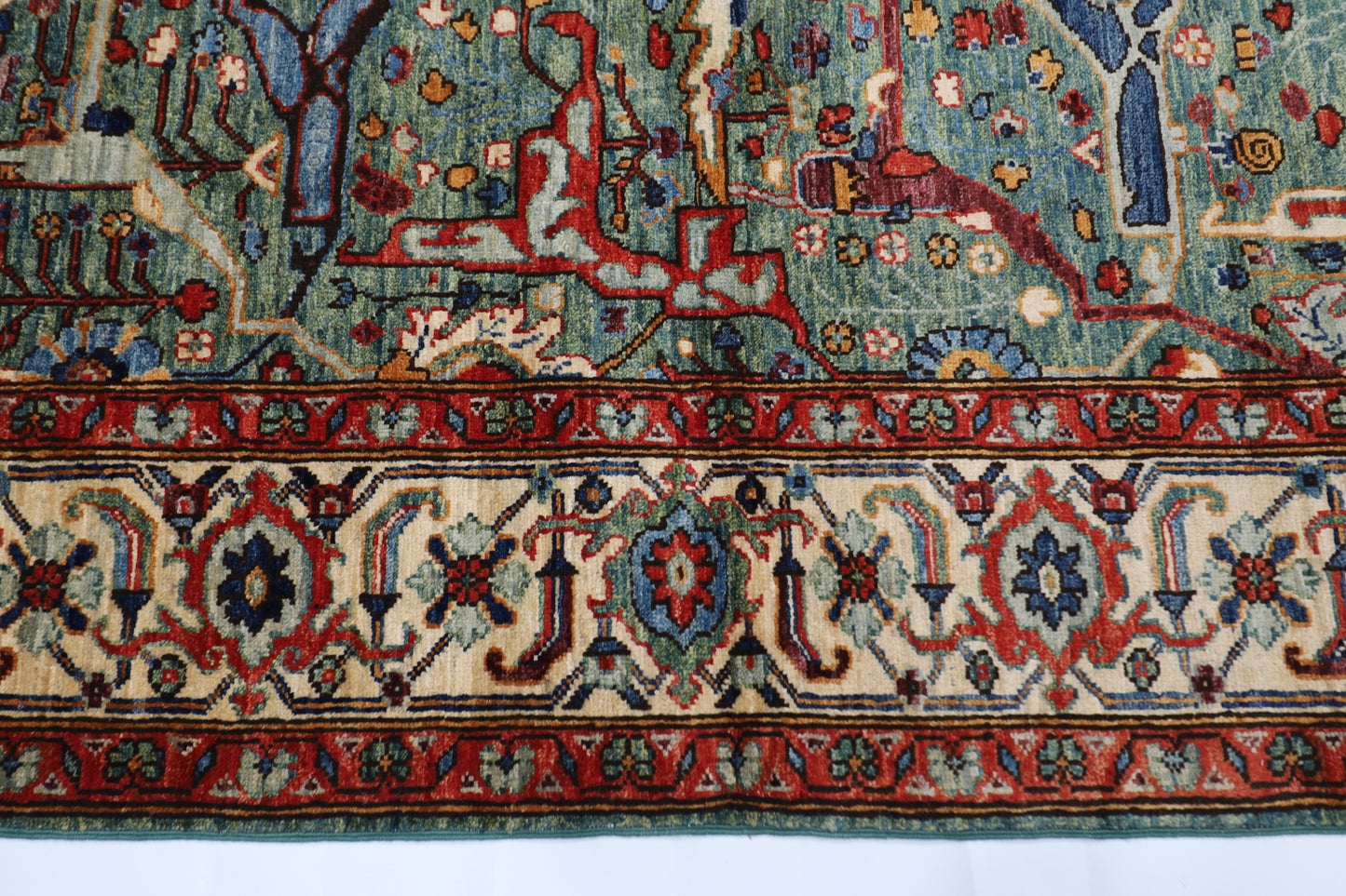 188 x 273 cm | Bidjar Green Afghan Tribal Hand Knotted Veg Dye Wool carpet