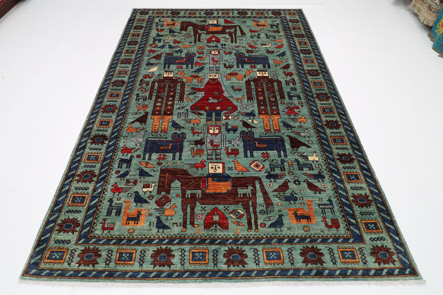 189 x 272 cm | King and Queen Afghan Tribal Hand Knotted Natural Veg Dye Wool Carpet