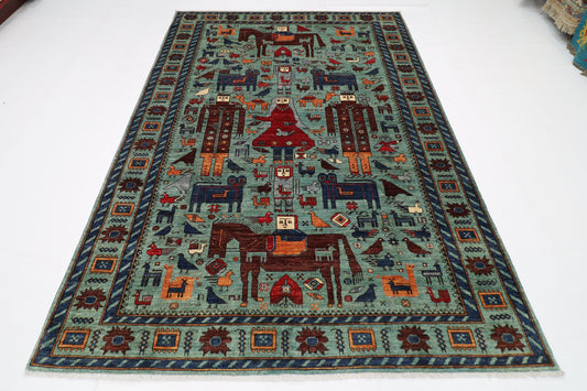 189 x 272 cm | King and Queen Afghan Tribal Hand Knotted Natural Veg Dye Wool Carpet