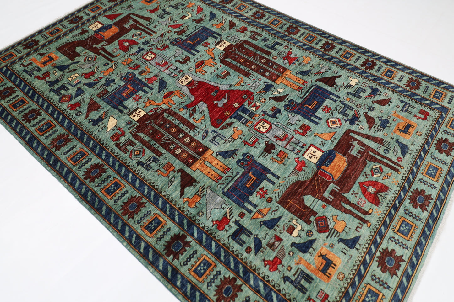 189 x 272 cm | King and Queen Afghan Tribal Hand Knotted Natural Veg Dye Wool Carpet
