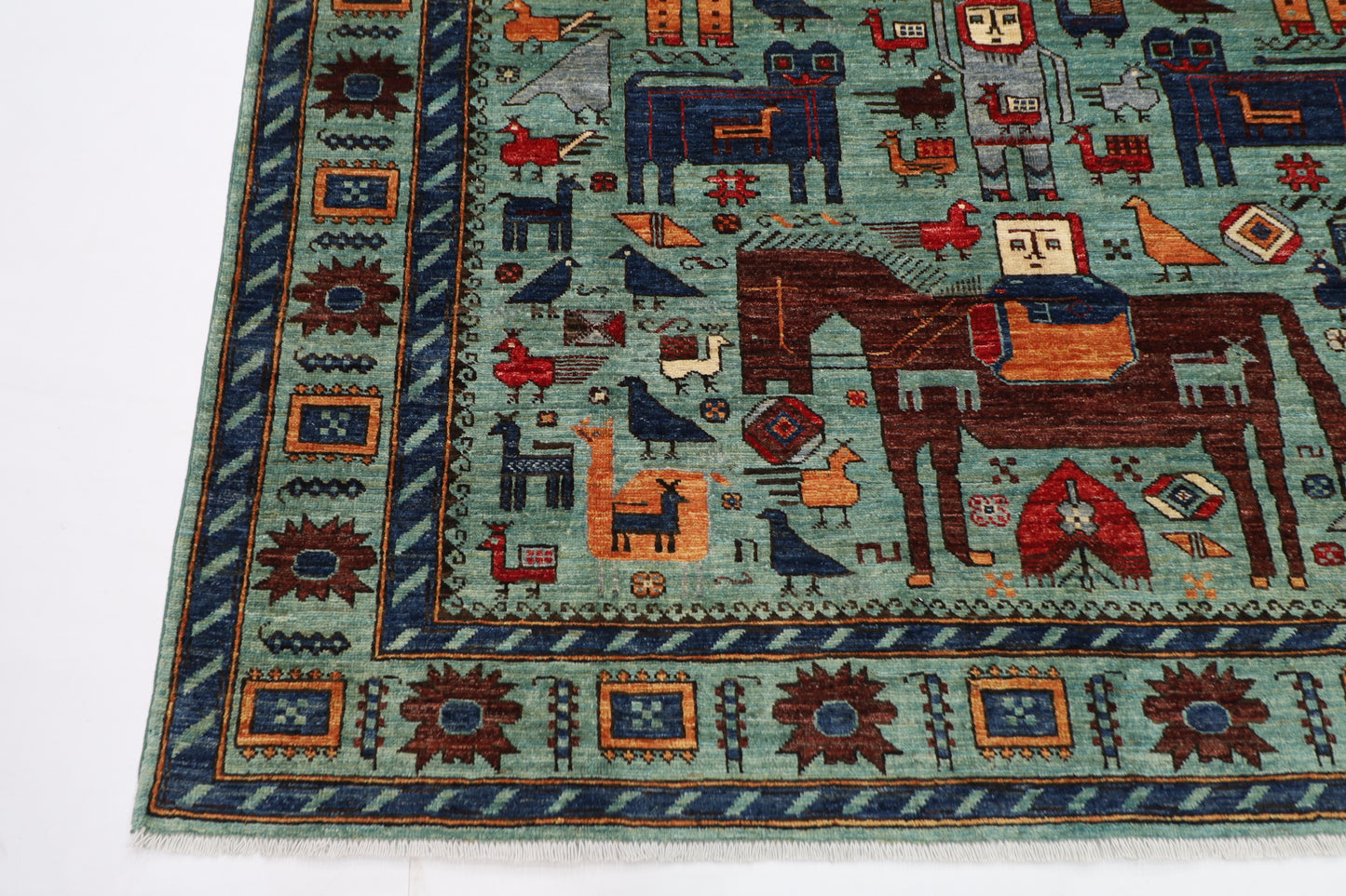 189 x 272 cm | King and Queen Afghan Tribal Hand Knotted Natural Veg Dye Wool Carpet