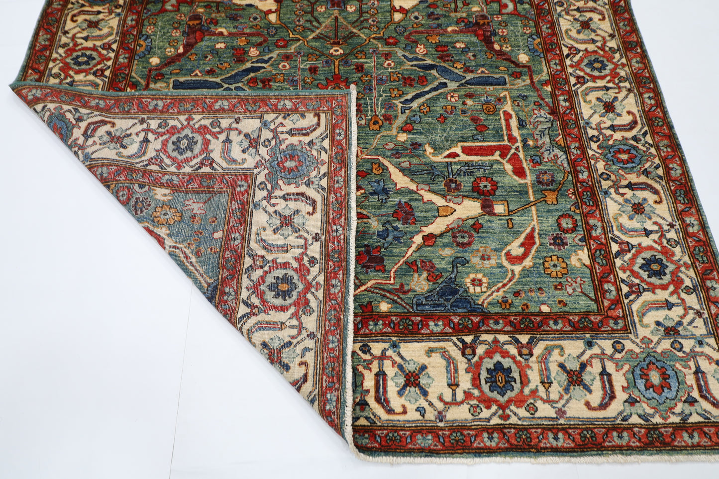 188 x 273 cm | Bidjar Green Afghan Tribal Hand Knotted Veg Dye Wool carpet