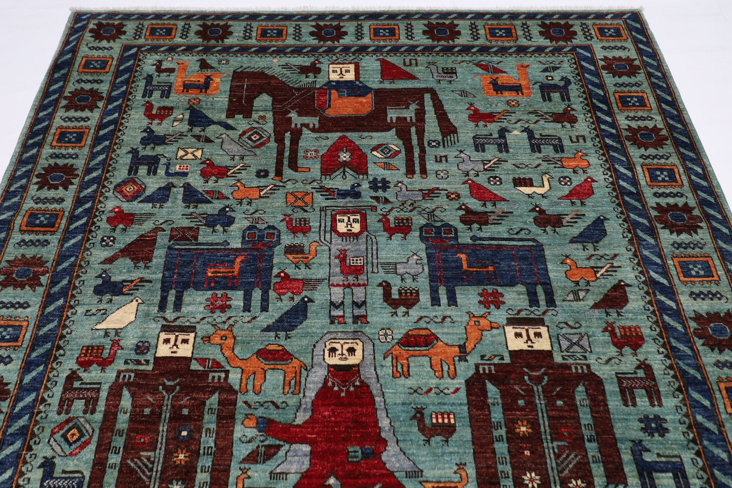 189 x 272 cm | King and Queen Afghan Tribal Hand Knotted Natural Veg Dye Wool Carpet