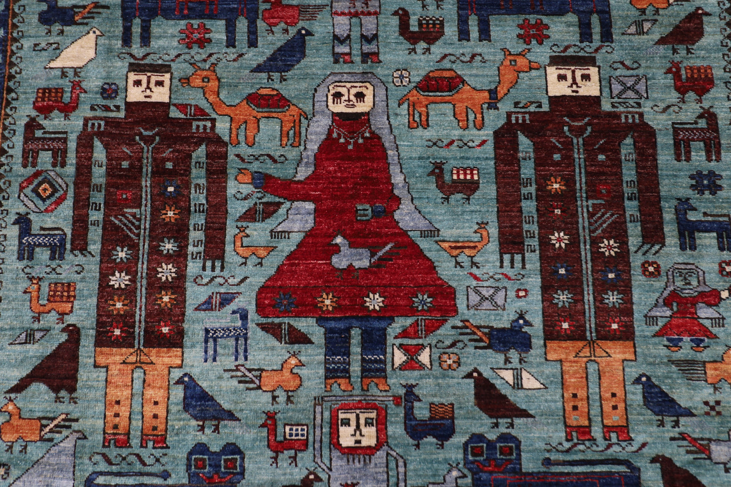 189 x 272 cm | King and Queen Afghan Tribal Hand Knotted Natural Veg Dye Wool Carpet