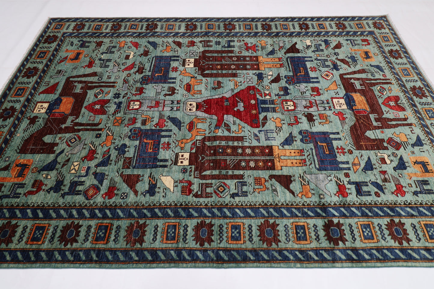 189 x 272 cm | King and Queen Afghan Tribal Hand Knotted Natural Veg Dye Wool Carpet