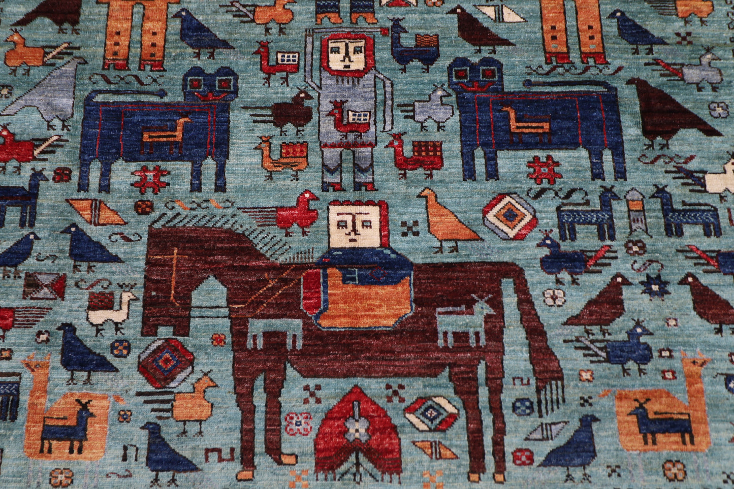 189 x 272 cm | King and Queen Afghan Tribal Hand Knotted Natural Veg Dye Wool Carpet
