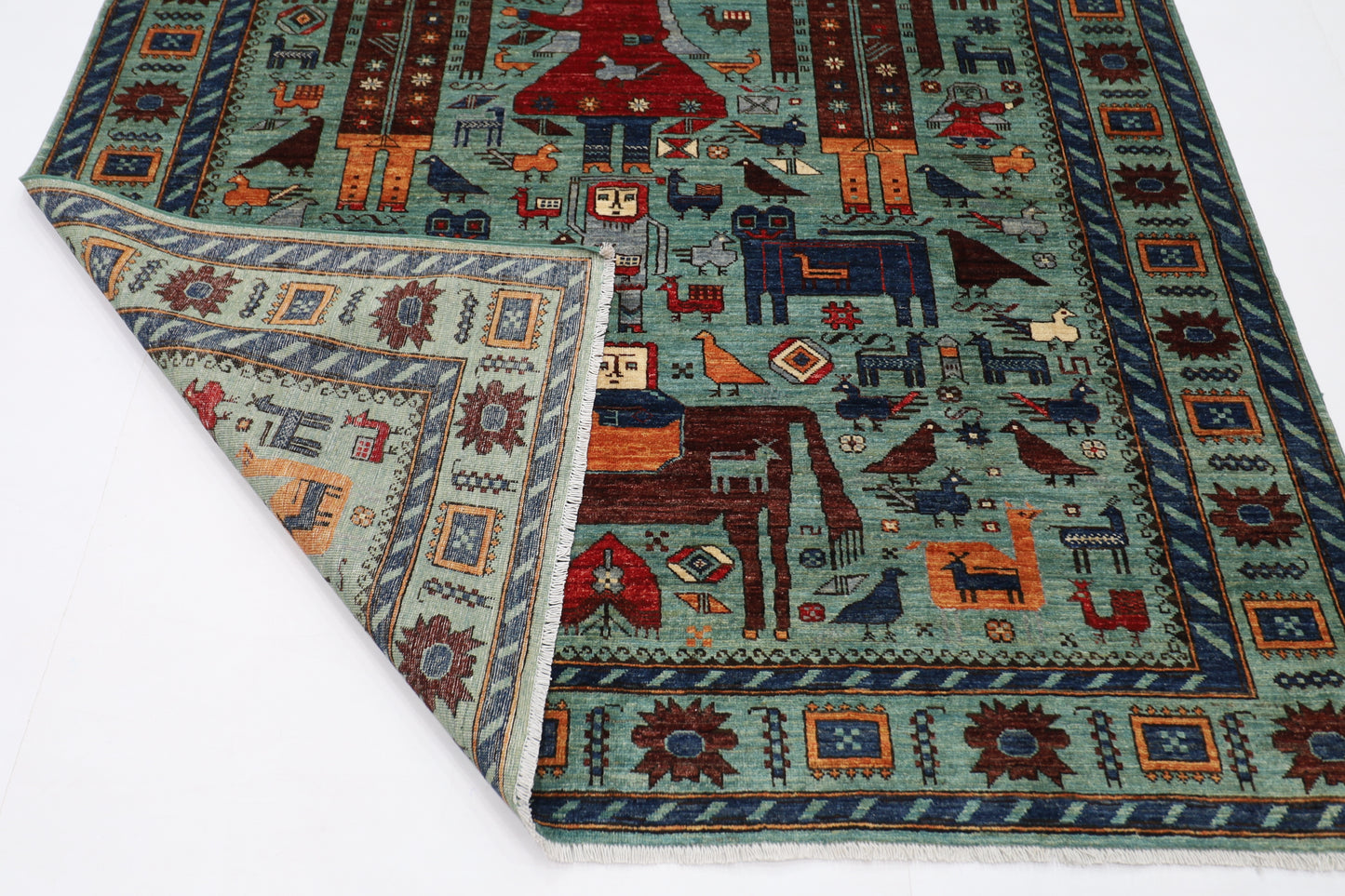 189 x 272 cm | King and Queen Afghan Tribal Hand Knotted Natural Veg Dye Wool Carpet