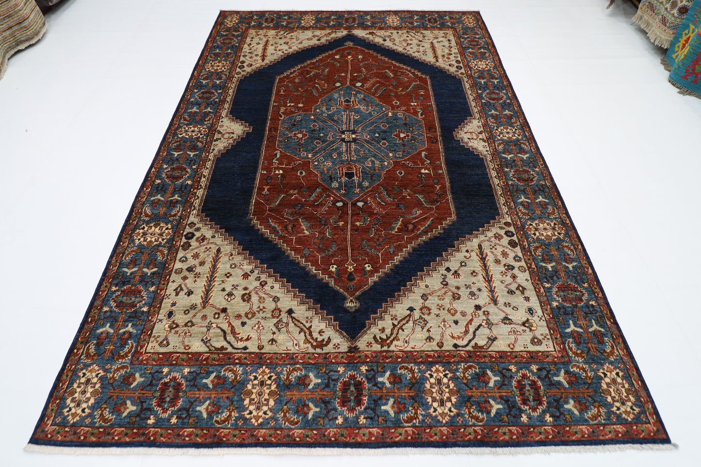 200 x 296 cm | Heriz Afghan Tribal Hand Knotted Natural Veg Dye Wool Carpet