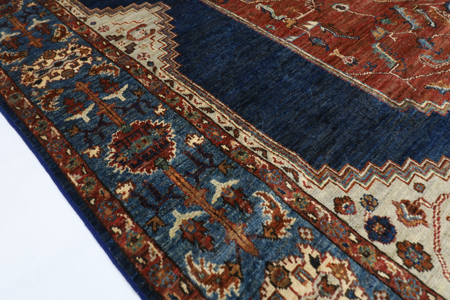 200 x 296 cm | Heriz Afghan Tribal Hand Knotted Natural Veg Dye Wool Carpet