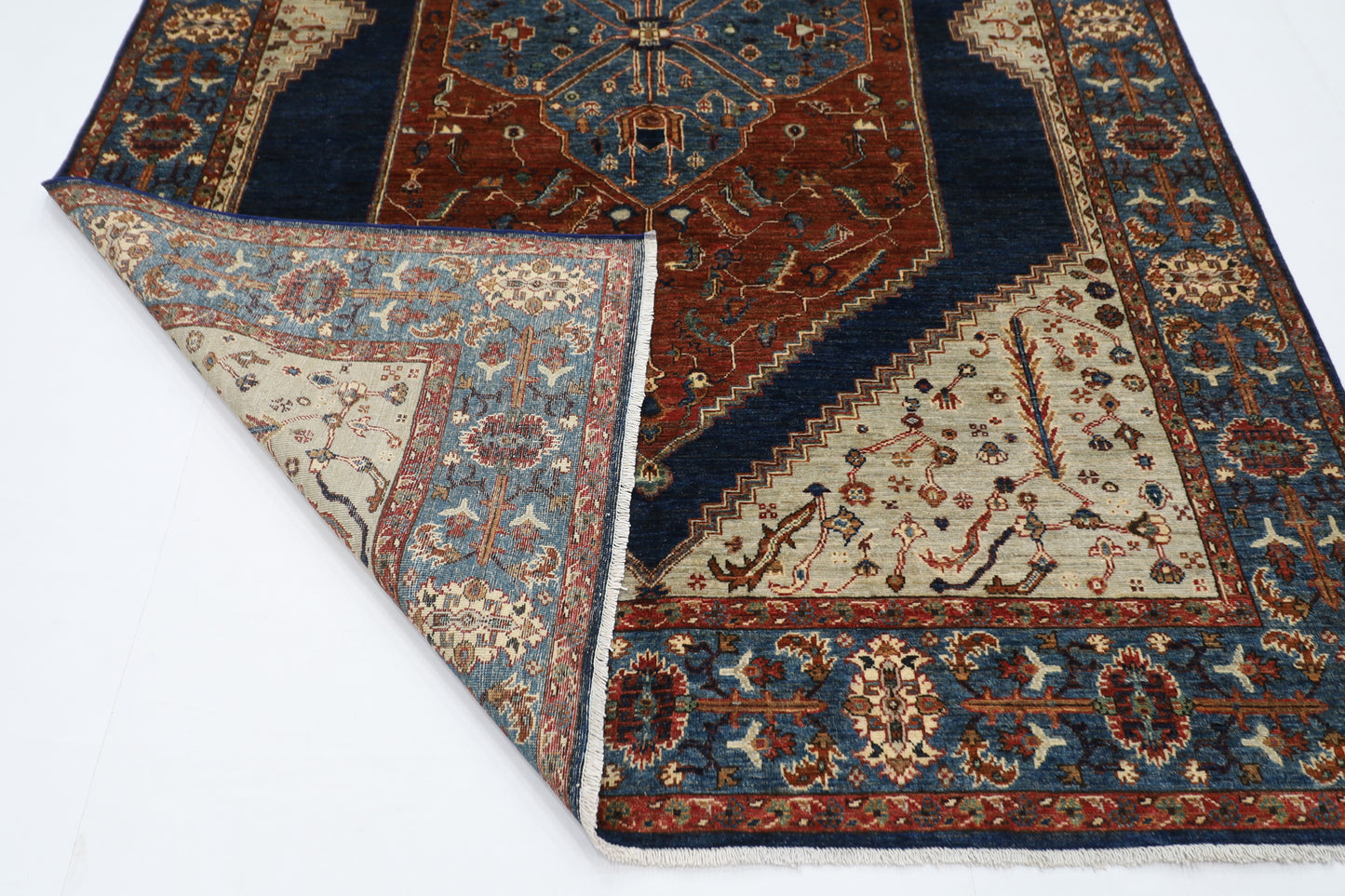 200 x 296 cm | Heriz Afghan Tribal Hand Knotted Natural Veg Dye Wool Carpet
