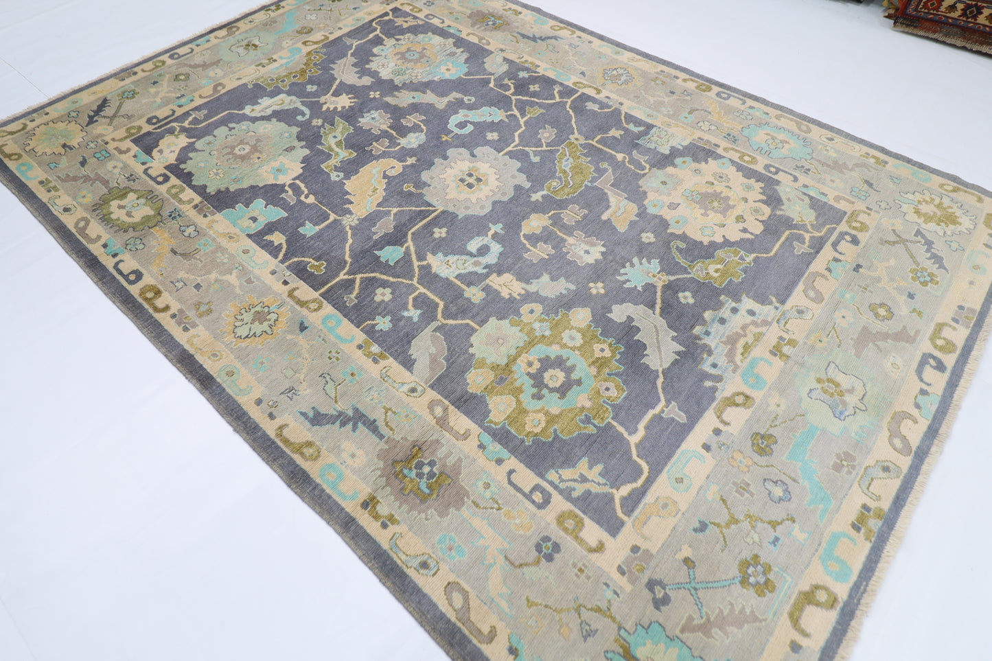 216 x 306 cm | Oushak Afghan Tribal Hand Knotted Natural Veg Dye Wool Carpet