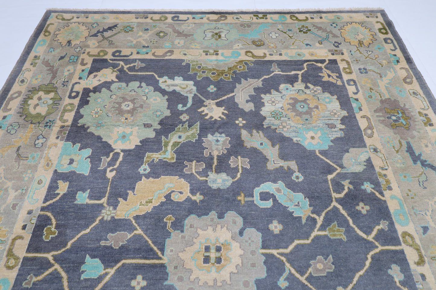 216 x 306 cm | Oushak Afghan Tribal Hand Knotted Natural Veg Dye Wool Carpet