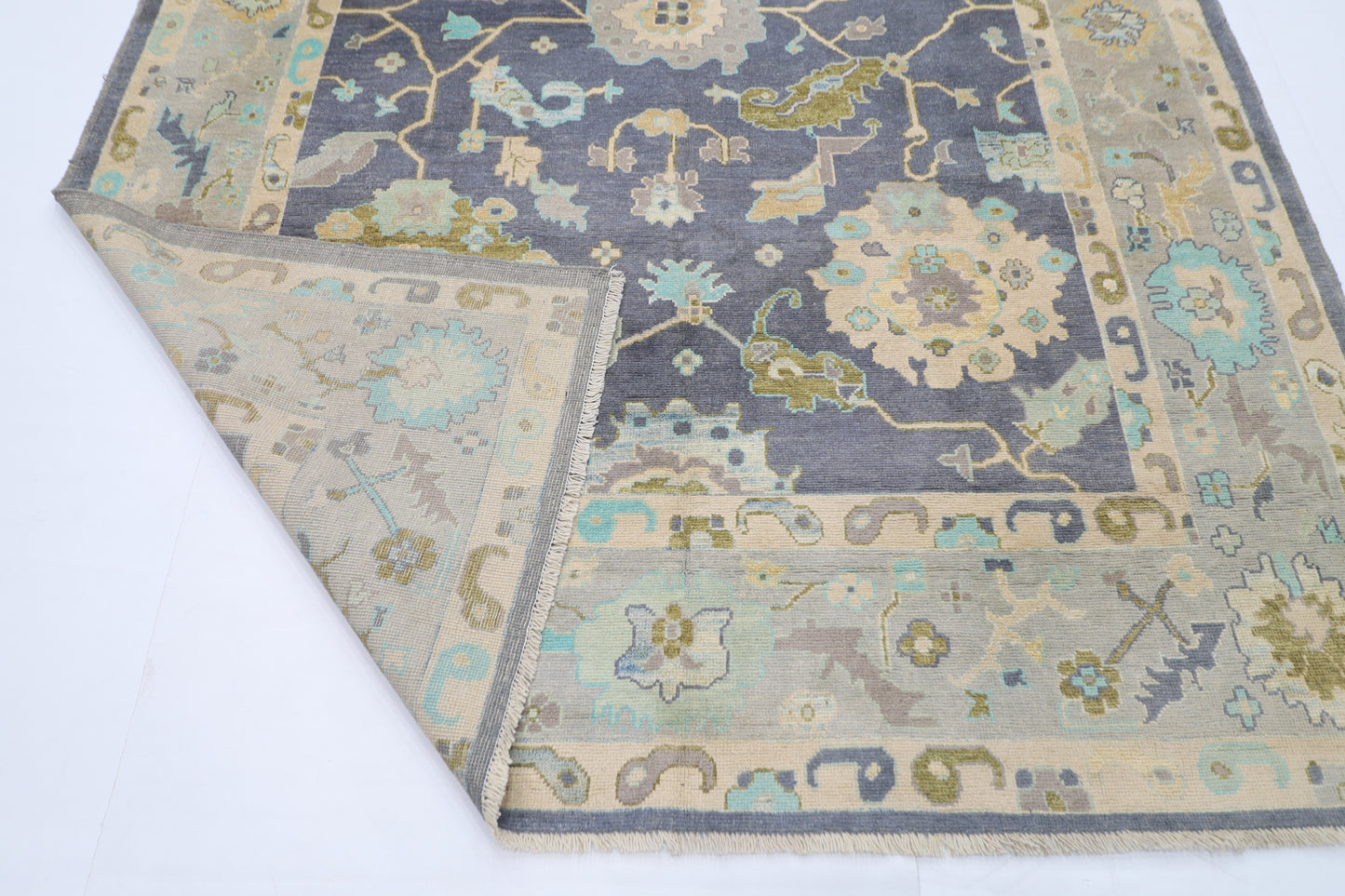 216 x 306 cm | Oushak Afghan Tribal Hand Knotted Natural Veg Dye Wool Carpet
