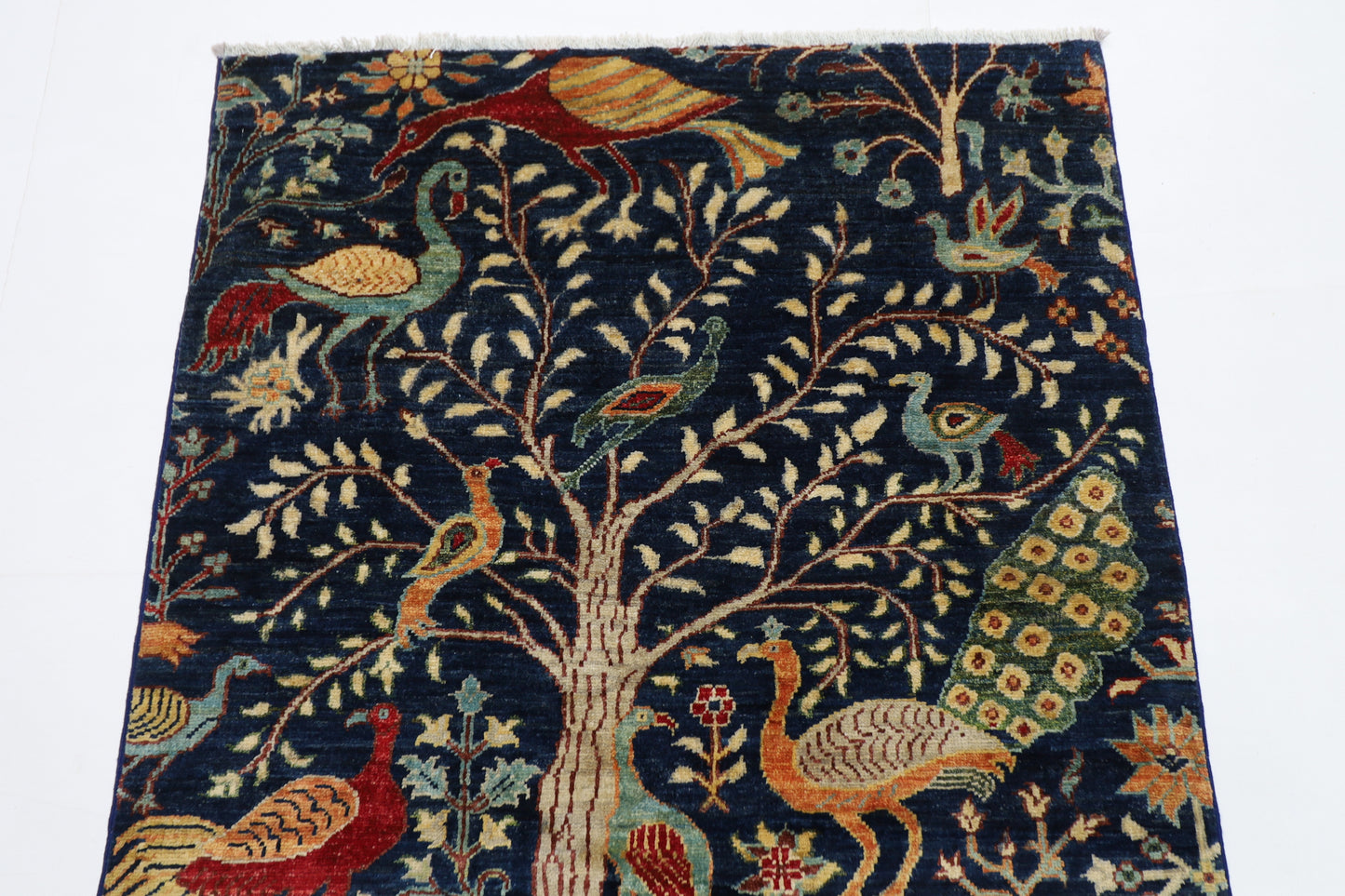 100 x 155 cm | Birds Afghan Tribal Hand Knotted Natural Veg Dye Wool Carpet