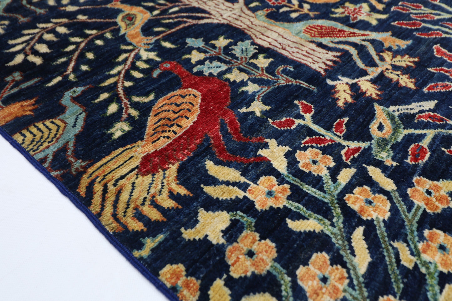 100 x 155 cm | Birds Afghan Tribal Hand Knotted Natural Veg Dye Wool Carpet