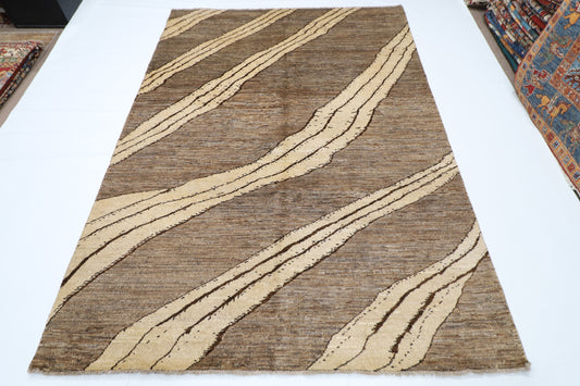 165 x 233 cm | Art Afghan Tribal Hand Knotted Veg Dye Wool Carpet