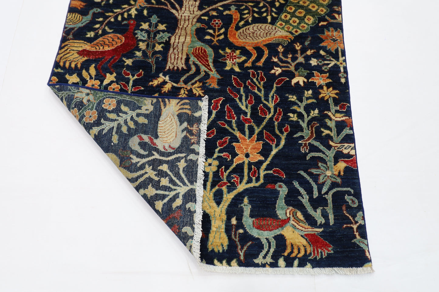 100 x 155 cm | Birds Afghan Tribal Hand Knotted Natural Veg Dye Wool Carpet