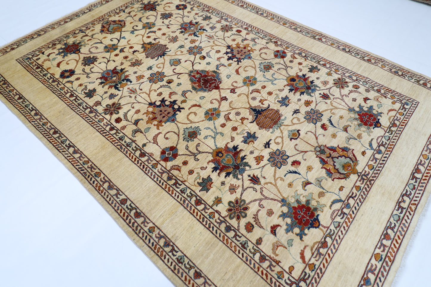 208 x 295 cm | Sultani Afghan Tribal Hand Knotted Natural Veg Dye Wool Carpet