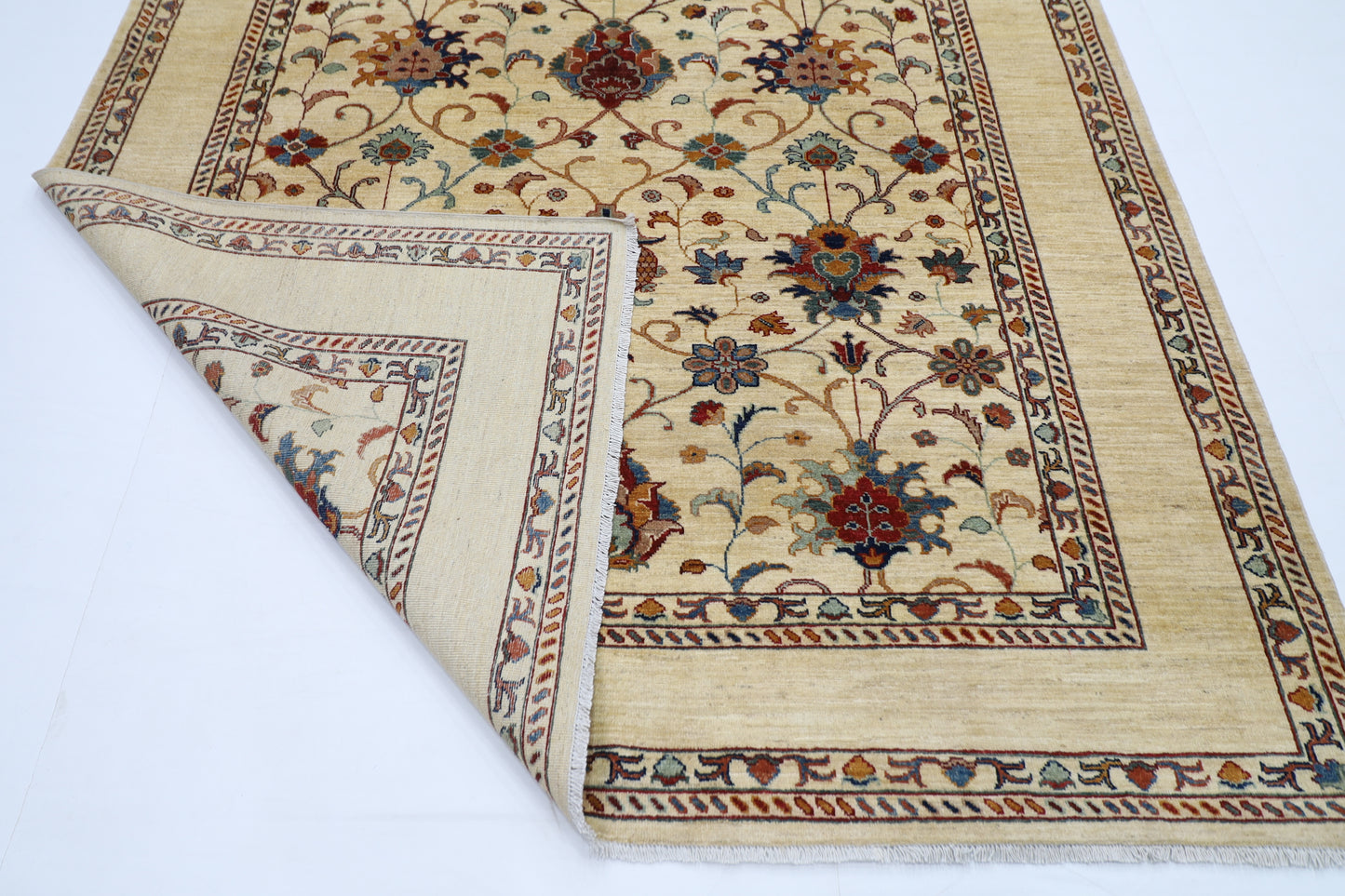 208 x 295 cm | Sultani Afghan Tribal Hand Knotted Natural Veg Dye Wool Carpet