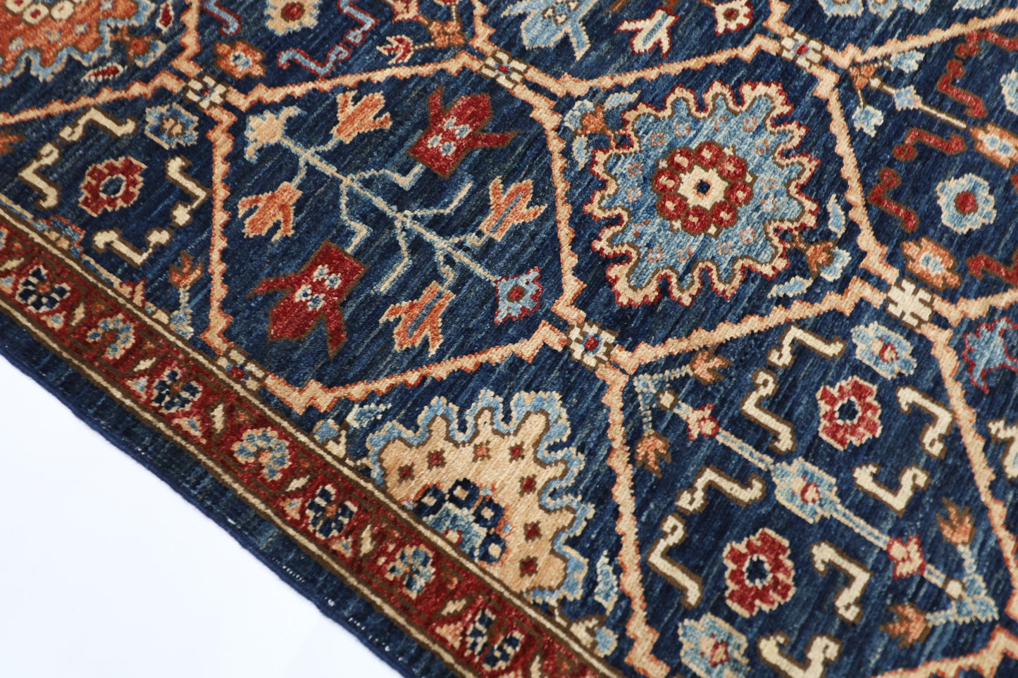 148 x 238 cm | Navy Afghan Tribal Hand Knotted Veg Dye Wool Carpet
