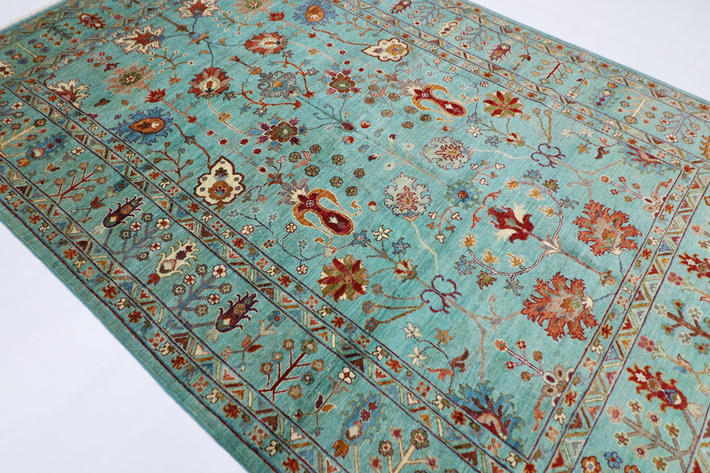 203 x 293 cm | Sultani Afghan Tribal Hand Knotted Natural Veg Dye Wool Carpet