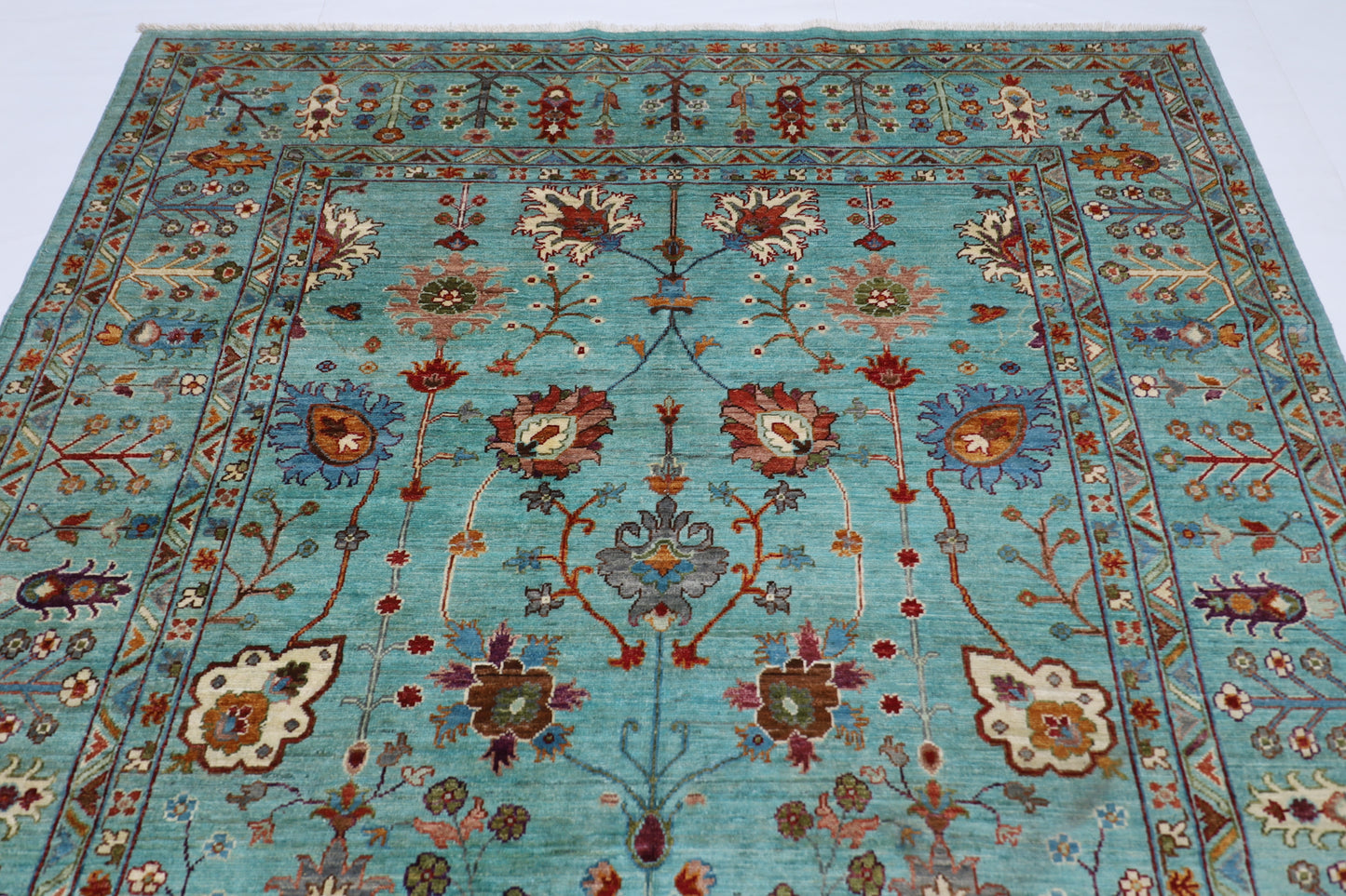 203 x 293 cm | Sultani Afghan Tribal Hand Knotted Natural Veg Dye Wool Carpet