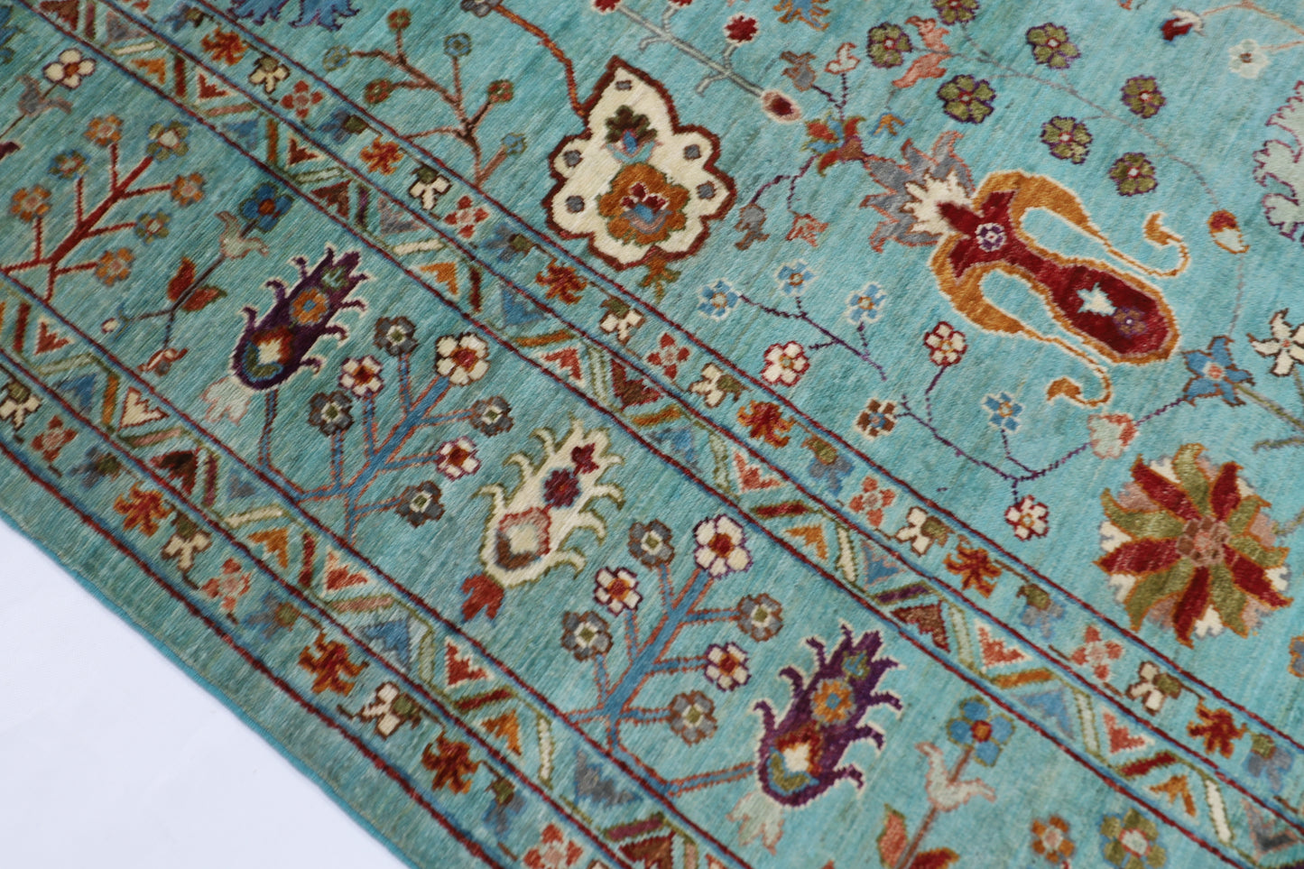 203 x 293 cm | Sultani Afghan Tribal Hand Knotted Natural Veg Dye Wool Carpet