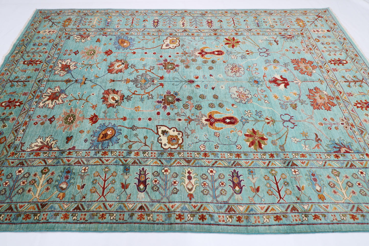 203 x 293 cm | Sultani Afghan Tribal Hand Knotted Natural Veg Dye Wool Carpet