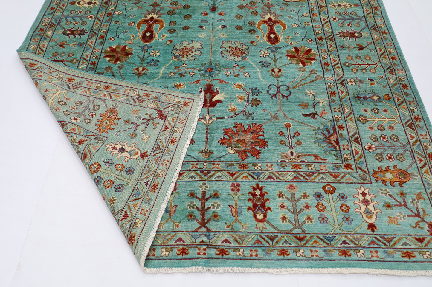 203 x 293 cm | Sultani Afghan Tribal Hand Knotted Natural Veg Dye Wool Carpet