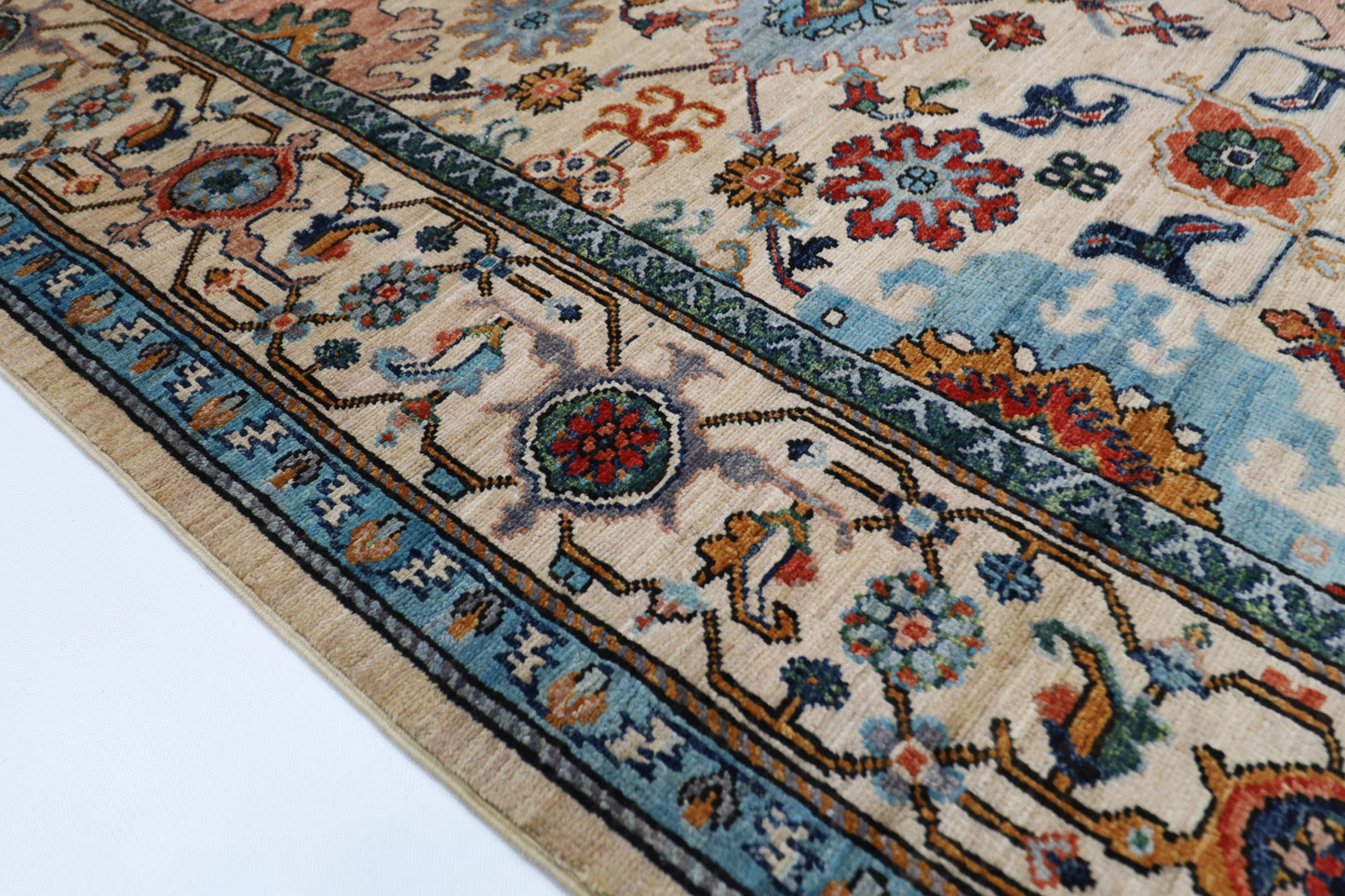 184 x 263 cm | Beige Afghan Tribal Hand Knotted Natural Veg Dye Wool Carpet
