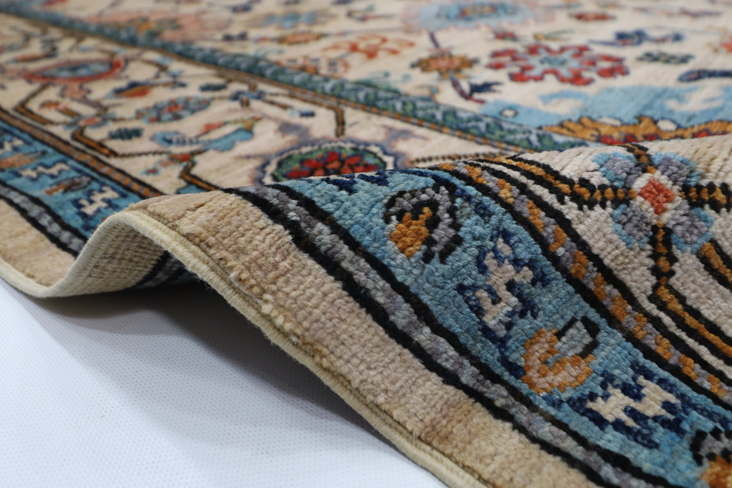 184 x 263 cm | Beige Afghan Tribal Hand Knotted Natural Veg Dye Wool Carpet