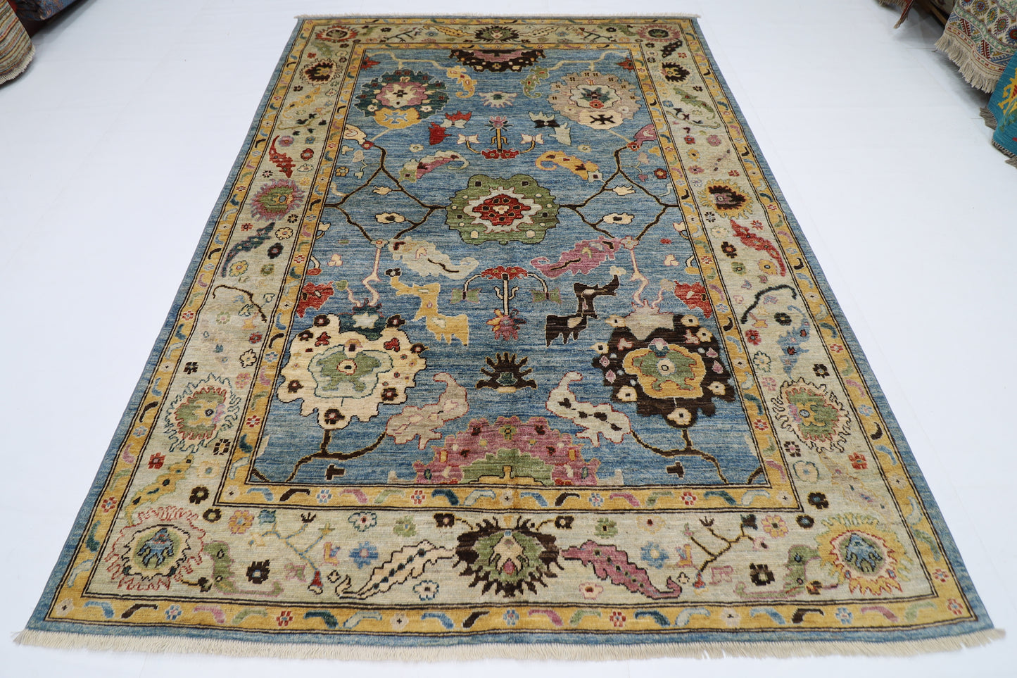 206 x 289 cm | Oushak Afghan Tribal Hand Knotted Natural Veg Dye Wool Carpet