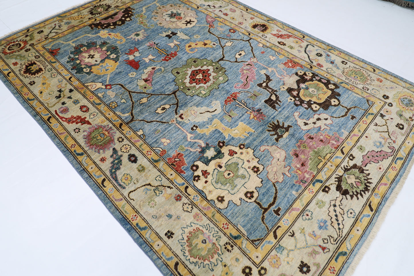 206 x 289 cm | Oushak Afghan Tribal Hand Knotted Natural Veg Dye Wool Carpet