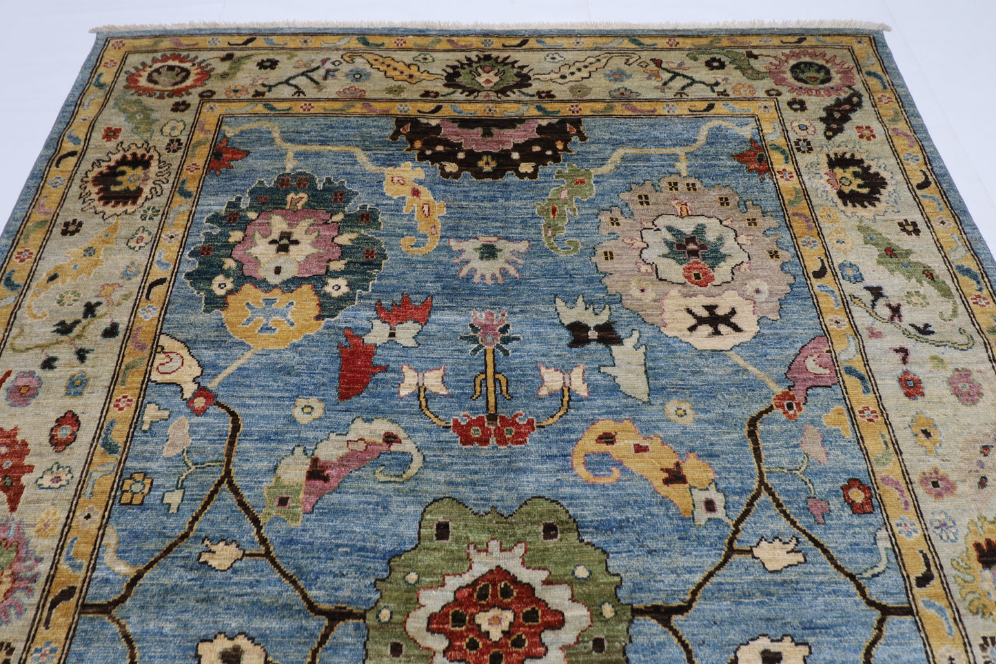 206 x 289 cm | Oushak Afghan Tribal Hand Knotted Natural Veg Dye Wool Carpet