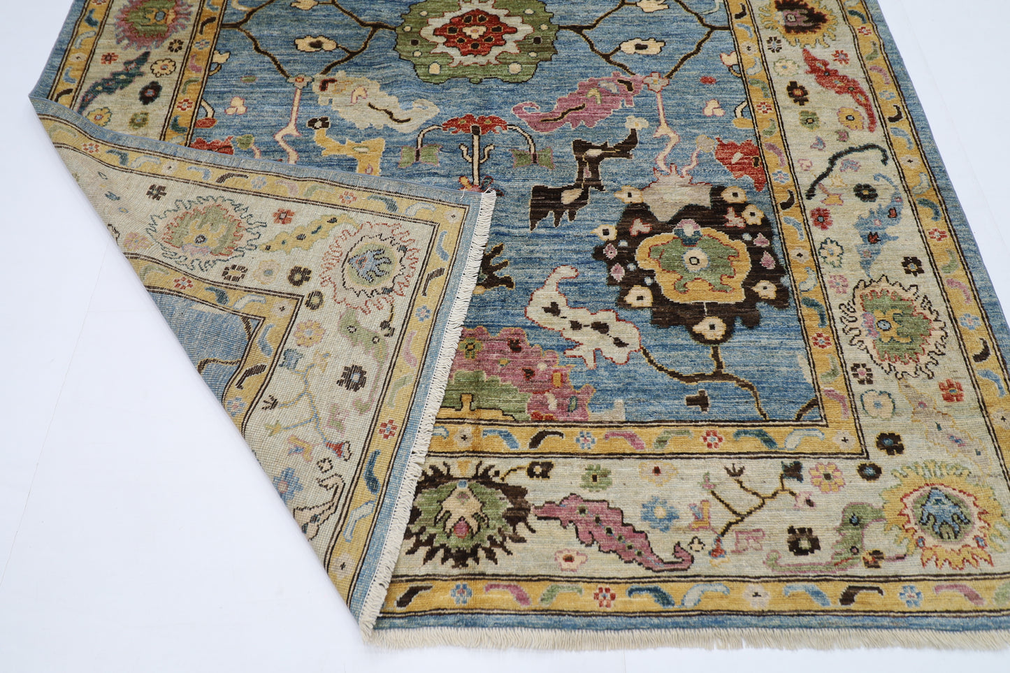 206 x 289 cm | Oushak Afghan Tribal Hand Knotted Natural Veg Dye Wool Carpet