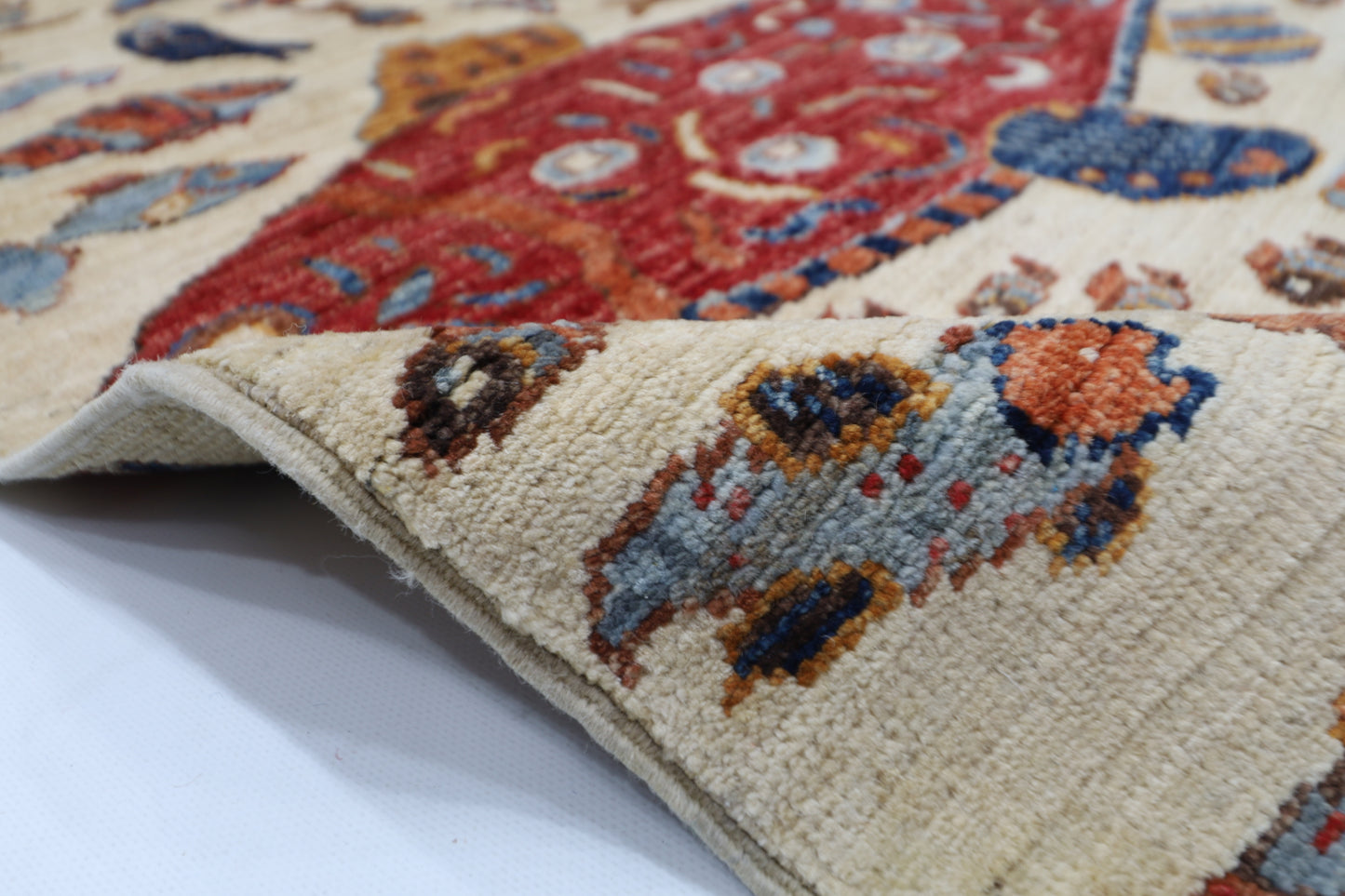 100 x 154 cm | Fish Party Afghan Tribal Hand Knotted Natural Veg Dye Wool Carpet