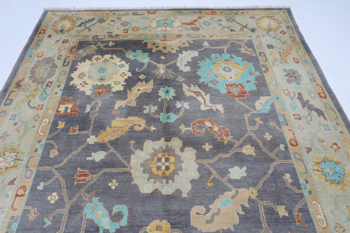 209 x 300 cm | Oushak Afghan Tribal Hand Knotted Natural Veg Dye Wool Carpet