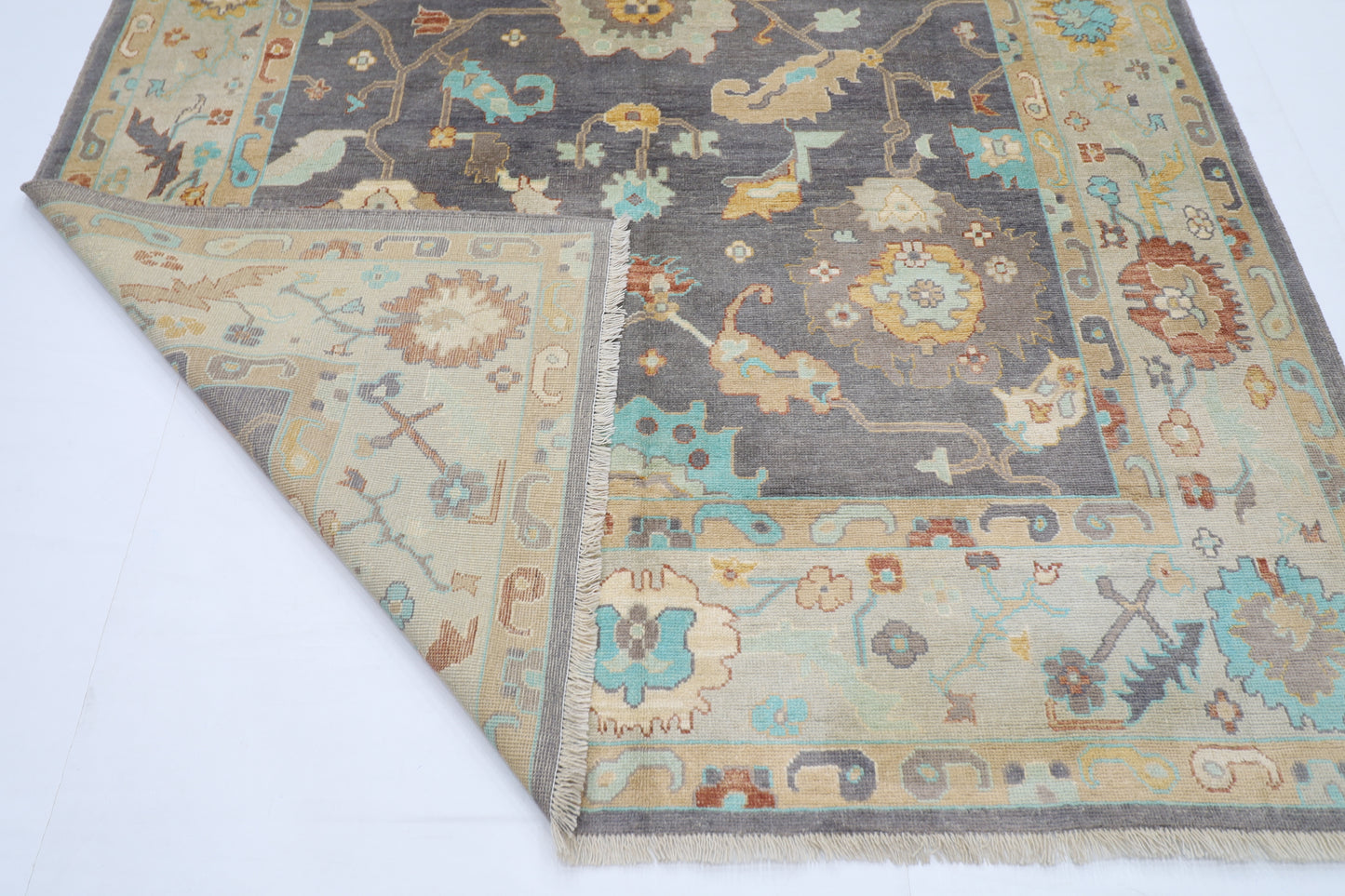 209 x 300 cm | Oushak Afghan Tribal Hand Knotted Natural Veg Dye Wool Carpet